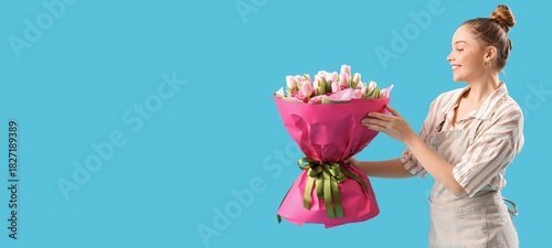 Female florist with bouquet...