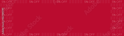 Vibrant Red Background with Repeating 5% OFF Text Border for Sale and Discount Promotions