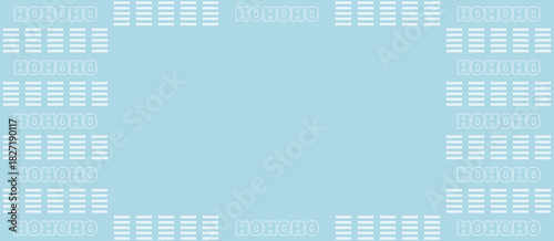 HOHOHO Christmas Holiday Border Frame Pattern on Light Blue Background with White Text and Lines