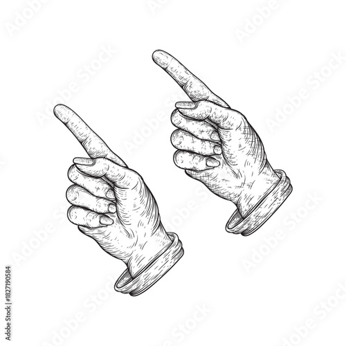 Hand drawn retro forefinger. Vector illustration