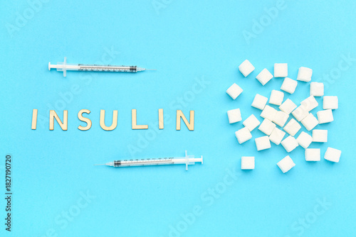 Word INSULIN with syringes ...