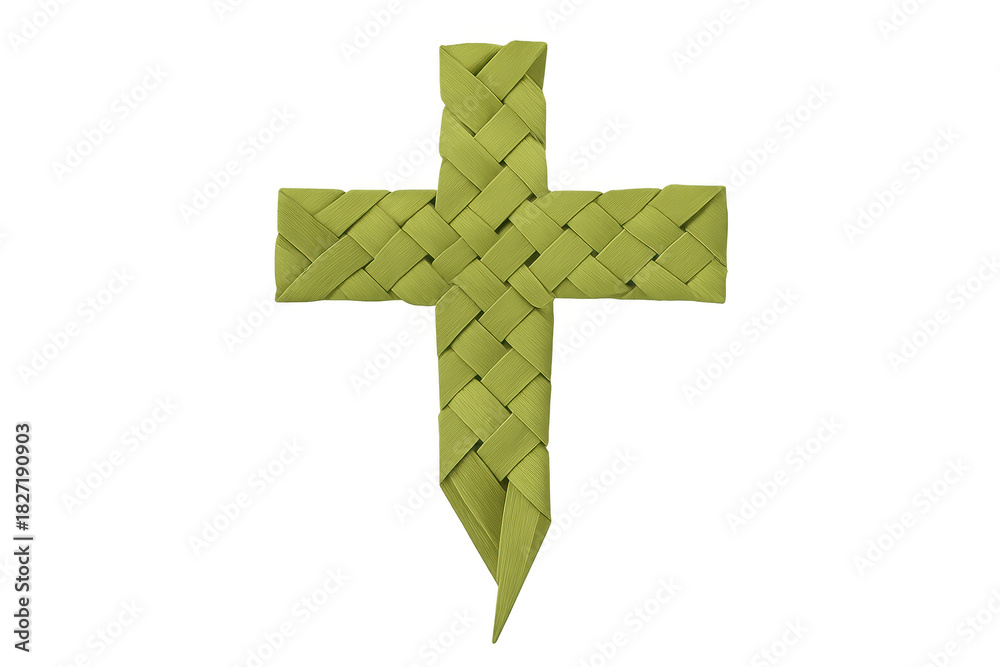 Obraz premium Woven palm leaf cross for palm sunday and easter