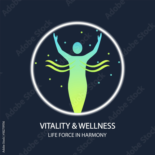 Wellness and vitality concept with a person inside a circle