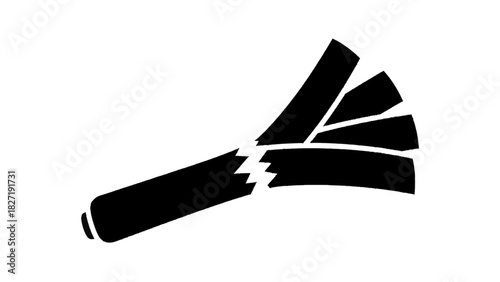 Vector illustration of black and white icon of a broken leek vegetable stalk isolated on transparent background
