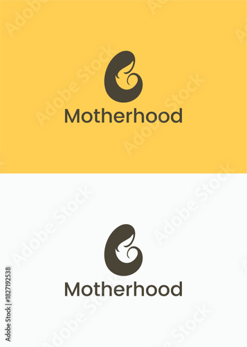 Minimalist Motherhood Logo with Abstract Mother and Child Symbol