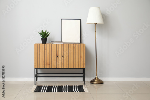 Standard lamp and wooden ca...