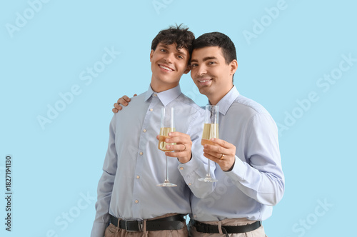 Married gay couple with gla...