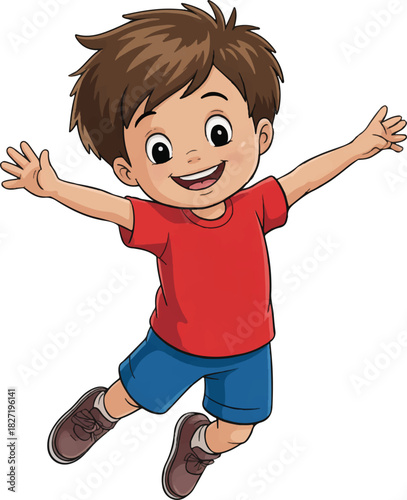 A little boy jumping with joy