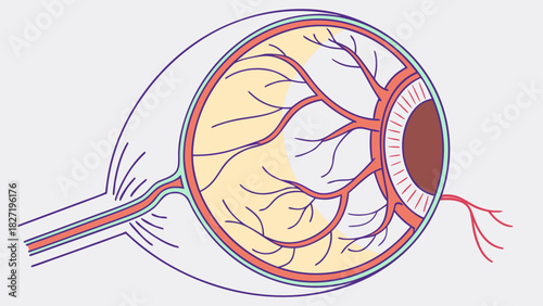 Cross Section Diagram of a Human Eye Showing Anatomy Details
