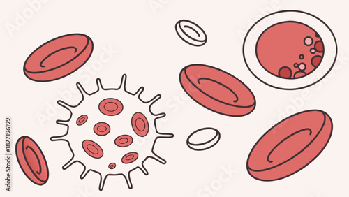Illustration of blood cells in a medical and scientific context