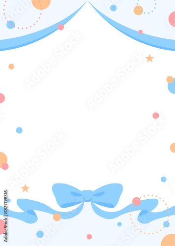 リボンのデコレーションフレーム、円形オブジェクト、ポップなデザイン、縦向き