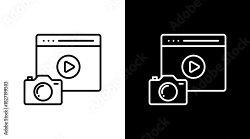 Photography Blog White Icon Set Design