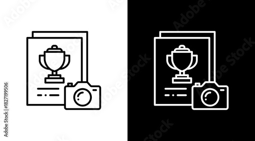 Photography Contest White Icon Set Design