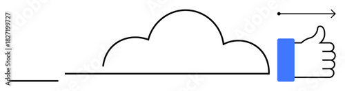 Cloud computing concept. Cloud computing symbol with a thumbs-up emphasizing approval and reliability. Cloud computing online storage, data sharing, and scalability. Suitable for technology, IT