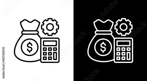 Budget Management White Icon Set Design