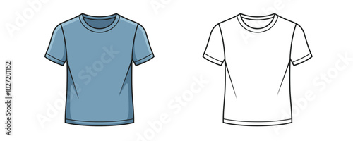 Blank light blue and white color short sleeve men's crew neck t-shirt template design vector illustration for fashion apparel mock-up and corporate branding concept