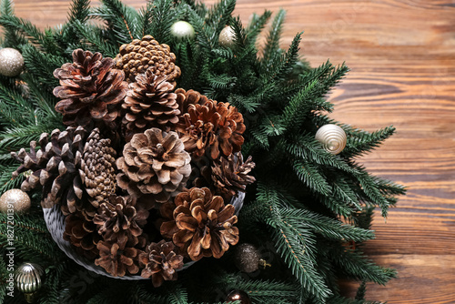 Pine cones with fir branche...