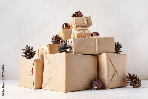 Pine cones with many gift b...