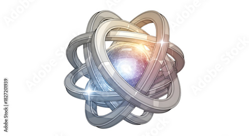 Silver Abstract Sphere with Shining Light