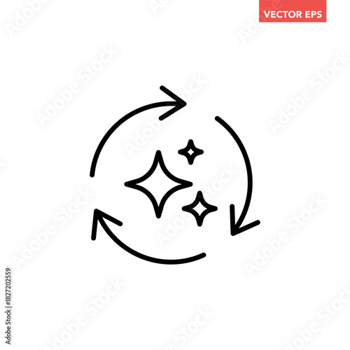 Single round regenerate line icon, simple artificial intelligence prompt cycle flat design vector pictogram, infographic interface elements for app logo web button ui isolated on white background