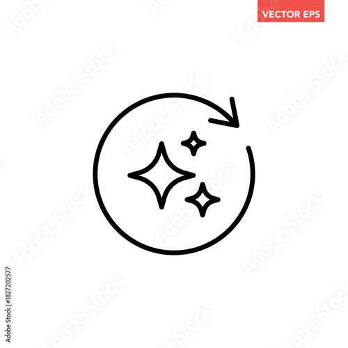 Single round regenerate line icon, simple artificial intelligence prompt cycle flat design vector pictogram, infographic interface elements for app logo web button ui isolated on white background