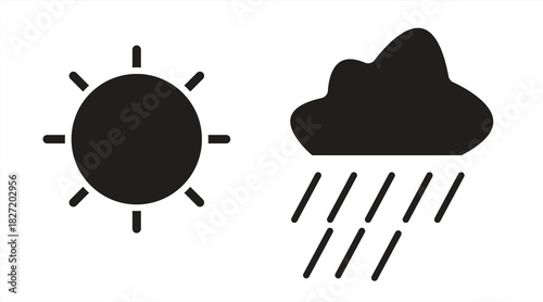 sun and cloud weather icon, vector illustration