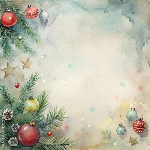 Christmas background with Christmas balls and tree