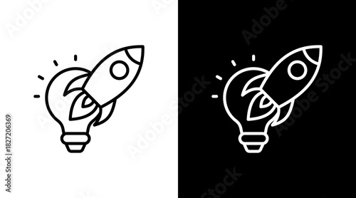 Rocket Launch With Icon Set Design