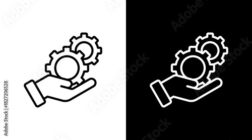 Hand With Gear With Icon Set Design