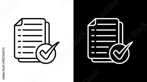 Document With Checkmark With Icon Set Design