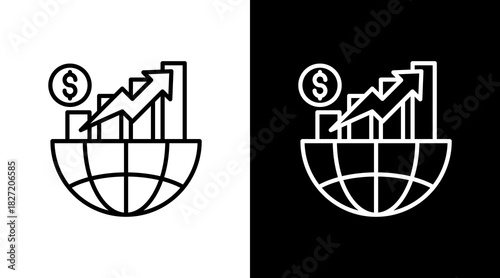 Economic Growth With Icon Set Design
