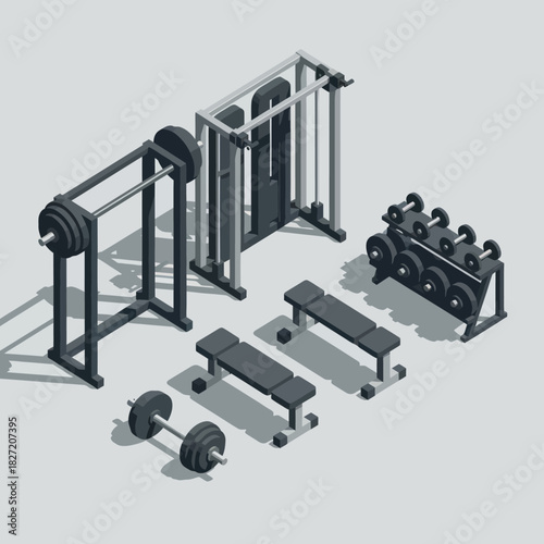 Isometric Gym Equipment Set for Strength Training and Fitness.