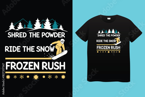 Snowboarding lover, man skiing on snow mountain vector t shirt design