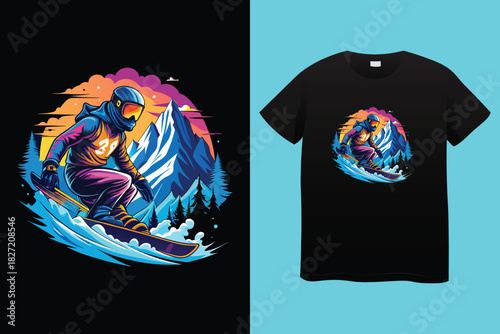 Magical winter. Cozy home. let it snow. vintage winter t shirt design, textile print, fashion design artwork. mountain adventure winter cosy sports Varsity College USA Trending Graphic Tee t-shirt