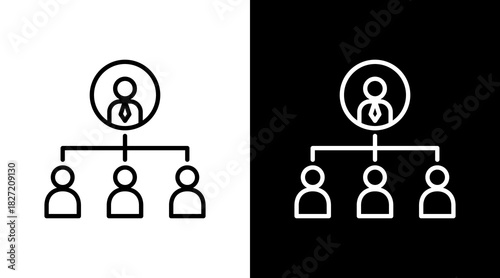 Governance Chart Outline White Icon Set Design