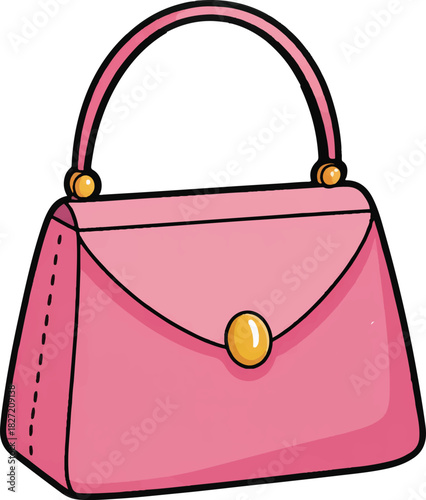 pink handbag isolated on white background