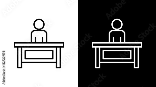 Ceo Desk Outline White Icon Set Design