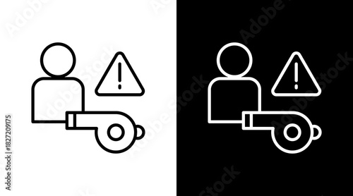 Whistleblower Outline White Icon Set Design
