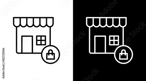 Shop Outline White Icon Set Design
