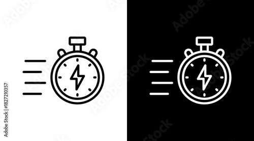 Quick Service Outline White Icon Set Design