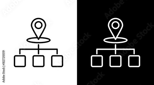 Regional Hub Outline White Icon Set Design