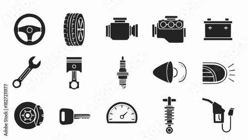 Vector illustration set of black hair care objects and accessories icons
