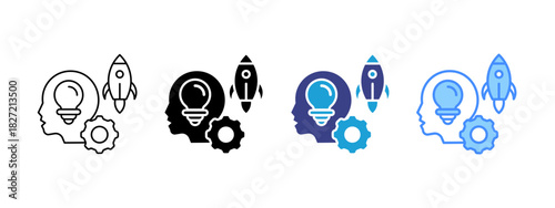 Creative Thinking icon set multiple style collection