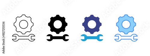 Gear icon set multiple style collection