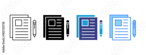 Writing icon set multiple style collection