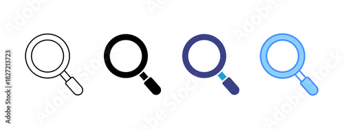 Magnifying icon set multiple style collection