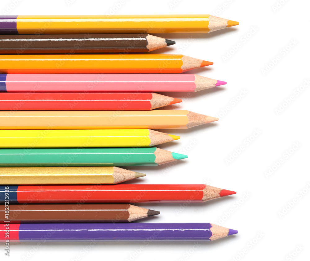 Fototapeta premium Double-ended colorful pencils on white background
