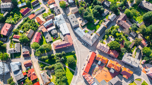 Aerial photo from drone to Limbazi town (Limbaži) on a sunny summer day. Limbazi, Latvia (Series)