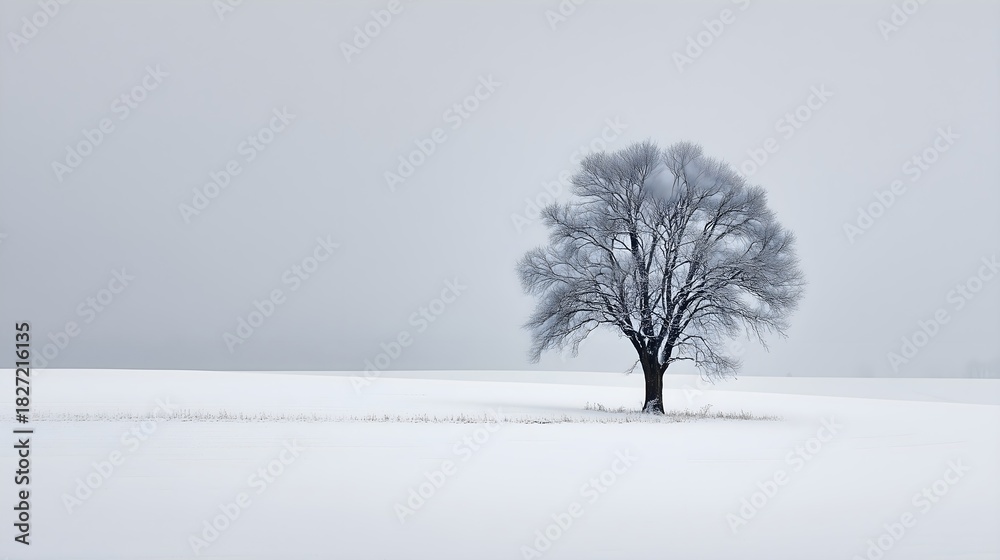 Fototapeta premium Winter Tree Snowy Scene Calm