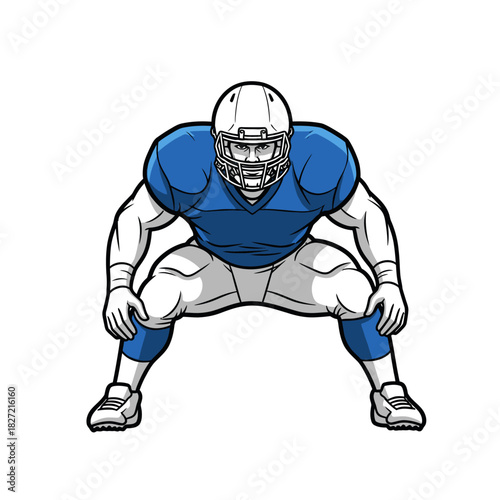 American Football Player in Ready Stance A Bold and Action-Oriented Illustration